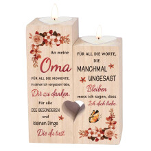 Set de 2 Candelabros de Madera con Corazón, Regalo para Abuela con Grabado