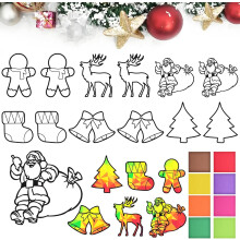 QIURUYUE Lot de 12 Artisanat de Noël pour Enfants Autocollants de Fenêtre
