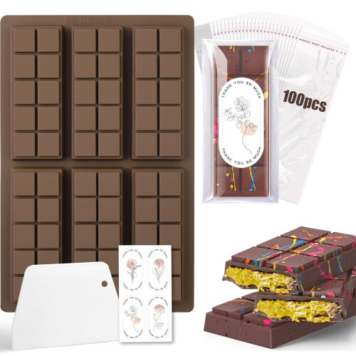 Molde de Silicona para Chocolate Dubái con Pegatinas Marrón