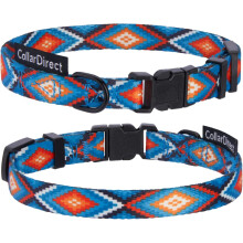 Collier pour chien en nylon réglable 35,6-45,7 cm, léger, confortable, motif coloré, fermeture rapide, résistant et élégant