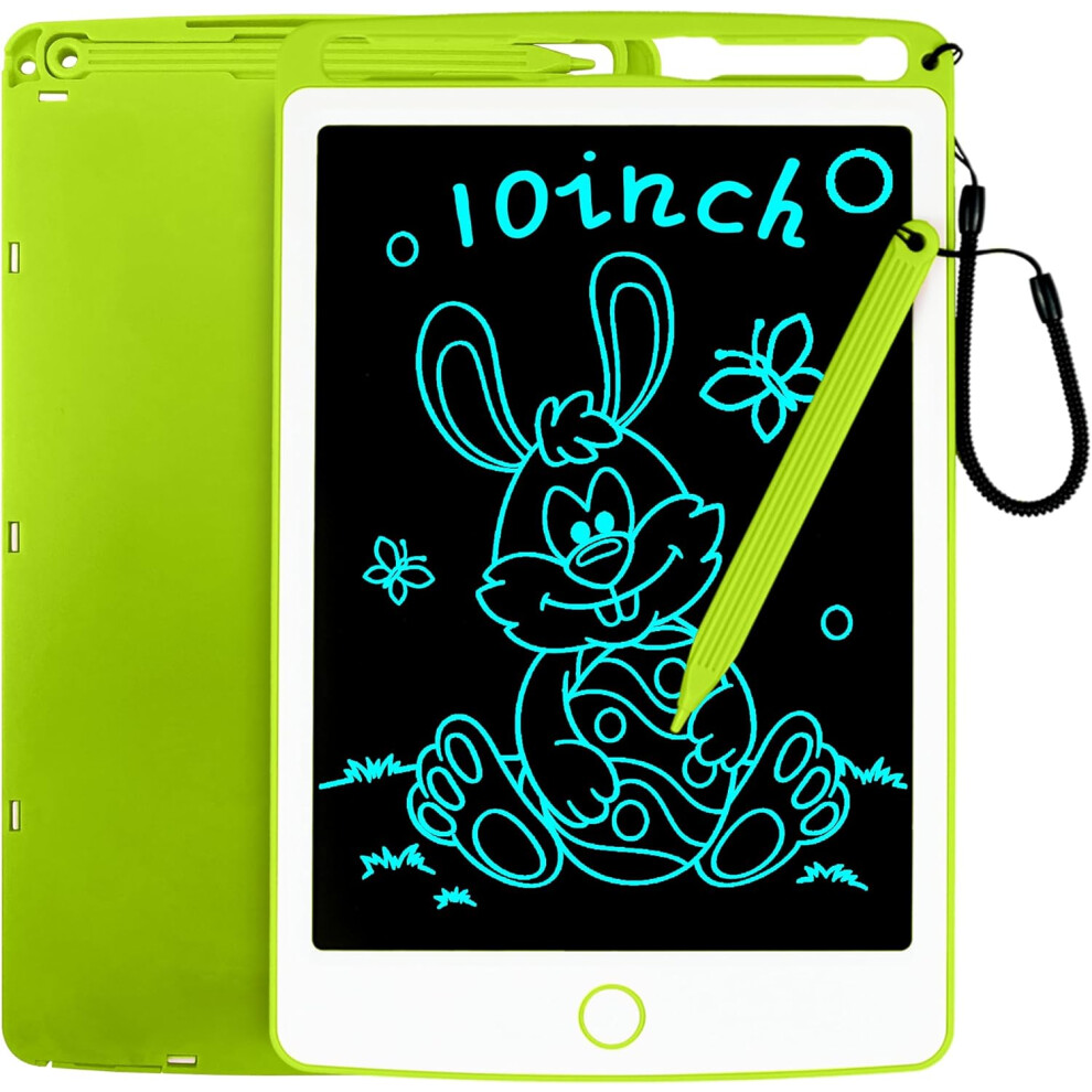 Kids 10-Inch Drawing Tablet - Lcd Writing Pad With Colourful Screen, Erasable Doodle Board For Learning & Travel Green 5906639317159