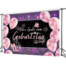 Tło Urodzinowe Imprezowe Baner Do Dekoracji 210 x 150 cm Różowy