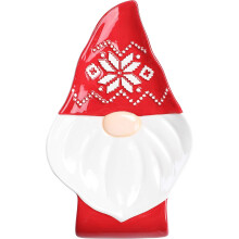 Bico Dessous de Verre en Céramique Nain Décoration de Noël 19x11 cm Rouge — accessoire table noel