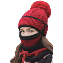 Conjunto de gorro, bufanda y antifaz de punto de invierno Kaxich - Cálido y transpirable