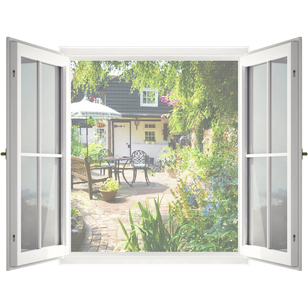 Self-Adhesive Window Insect Screen - Cut-To-Size White Mosquito Fly Net Mesh For Windows & Doors No Drill Installation 150X250cm 5902362810790