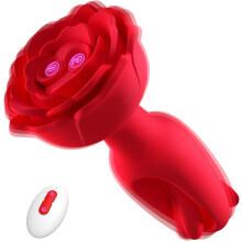 Vibrating Rose Butt Plug - Remote Control Anal Vibrator with 10 Thrusting & Vibration Modes for Men Women & Couples