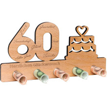 Wobequ Soporte de Madera para Billetes, Regalo de 60 cumpleaños