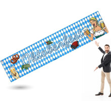XXL Oktoberfest Banner 40x150 cm Azul y Blanco Decoración Colgante
