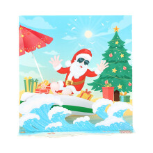 Collectible Surfing Grandpa Christmas Card Blessing Card for