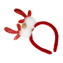 Reindeer Antlers Ear Headband Plush Costume Accessory Kids-Red