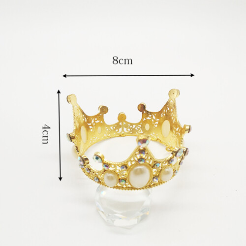 1Stk Cake Crown Geburtstagskronen Gold Metall Mit Perlen 1
