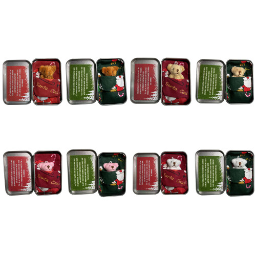 Plush Tiny Bear Doll with Tinbox Kids-White bear red bag b 1