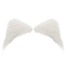 1Pair White Fabric Cat Ears Hair Barrette Comfortable Girls Hair Clip