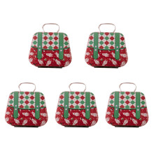 Pack Of 5 Christmas Treat Boxes with Handle Candy Tin-Type D