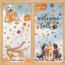 Autumn Window Cling Decorations - 77pc Reusable Fall Leaf & Pumpkin Decals for Thanksgiving, Harvest Party & Home Glass Decor