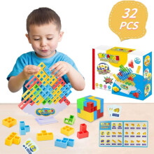 Jeu d'adresse Montessori Jouet de construction de tour Jouets 32 pièces