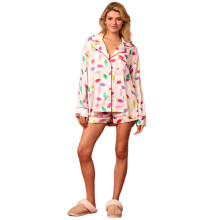 Damespyjamaset van zijdesatijn Kerstnachtkleding Top-kleur 2XL