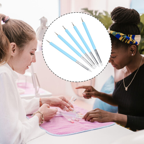 5St Nail Art Punktverktyg Silikonborste UV Gel Punktskrivpenna 2