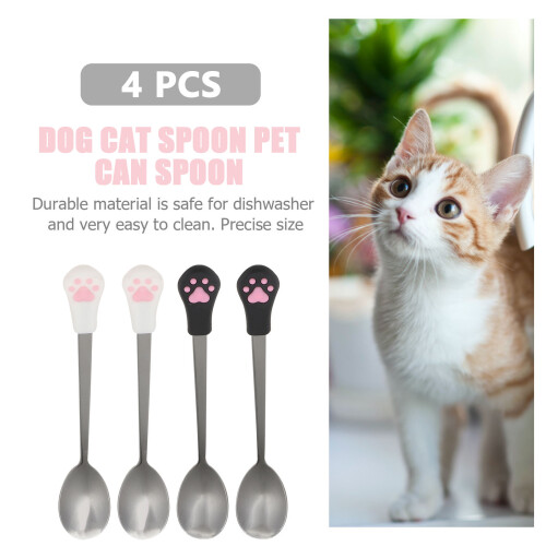 4Pcs Katt Sked Rostfritt Djurfoder 2