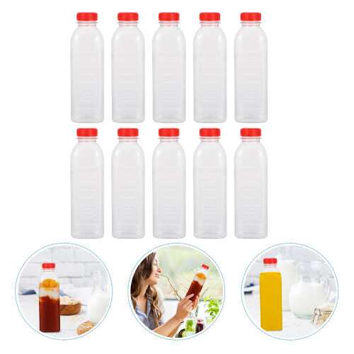 10St 500 Ml Engångsplast Flaskor Flaskor Med 2