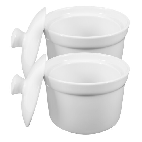 2St Ceramic Kastrull Suppbehållare Restaurang Dessertmugg Med Lock