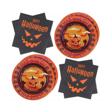 Ensemble d'Assiettes et de Serviettes Jetables pour Halloween, 20 Pièces