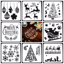 8 Pack Xmas Painting Stencils Reusable Drawing Templates Santa