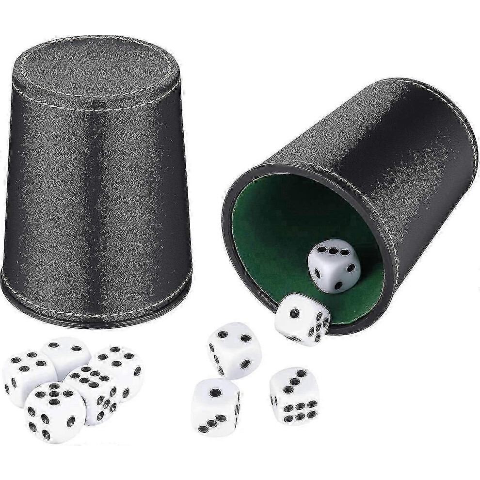 Kikidex (As Show, One Size) Leather Dice Cup Set, Leatherette Dice Cup Shaker With 10 Dot Dices For For Playing Games Party Toy Gifts2pcs) Zekai