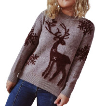 Automne hiver pull de noël femmes pull tricoté à-Marron XL
