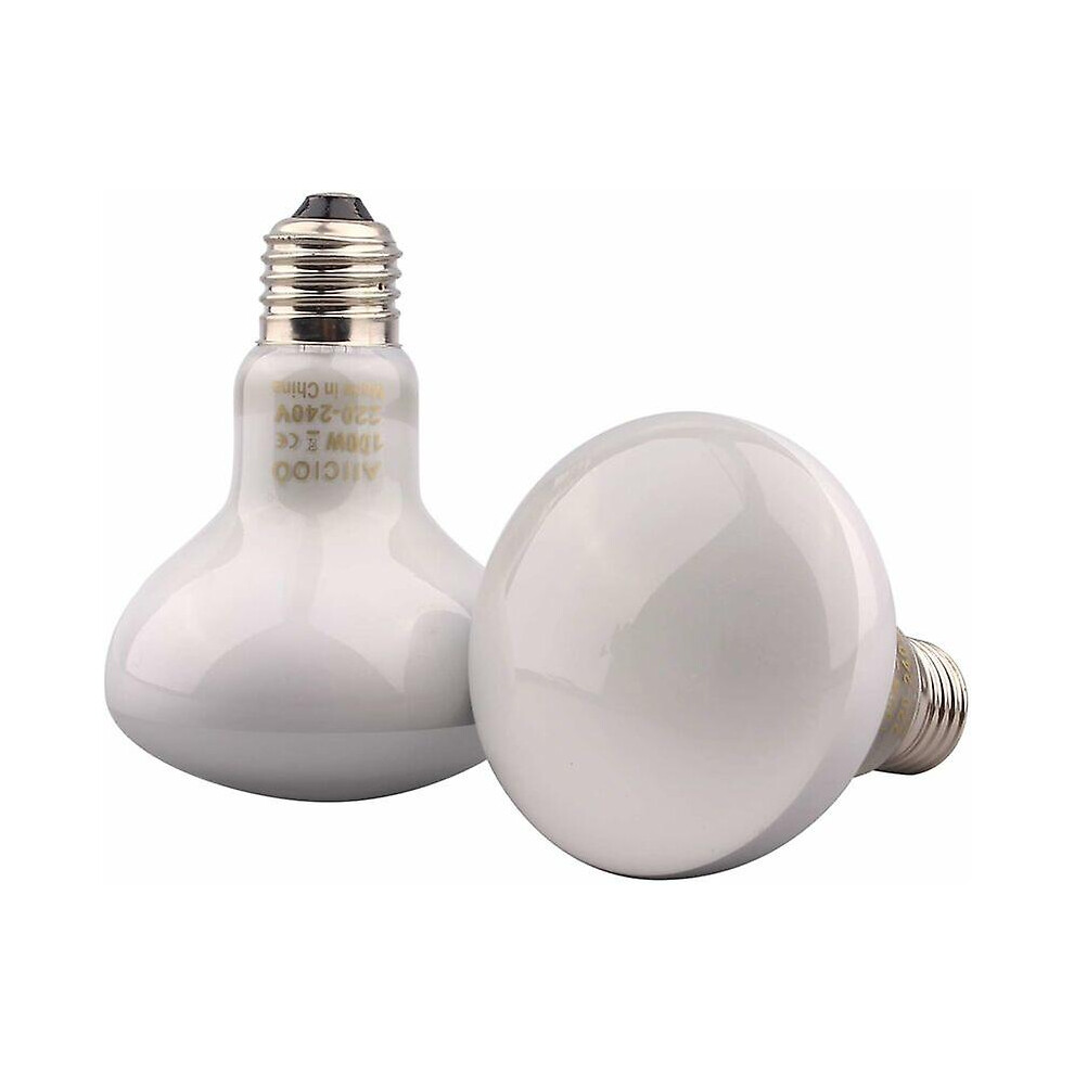 Kikidex (As Show, One Size) Infrared Bulb - Pet Light Red Heat Lamp For Reptiles And Amphibians, 2Pcs 100W, White