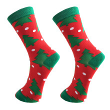 Christmas Socks for Women and Men Cotton-Red background tree