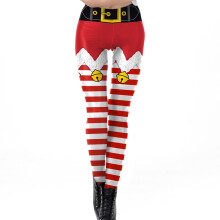 Vrouwen Kerst Fake Elf Shorts Print Legging Grappige Riem-079 M