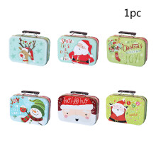 Christmas Tinplate Metal Candy Box Cute Santa Print Iron Gift