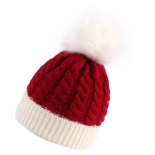 Baby Kerst Gebreide Muts Warme Zachte Handgemaakte Motorkap-Rood