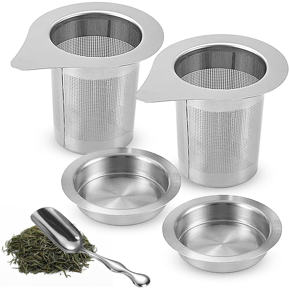 Kikidex (As Show, One Size) 2Pcs Tea Infuser Single Handle, Tea Filter With Lid And Teaspoon, Stainless Tea Infuser, Tea Filter For Teapots, Cups