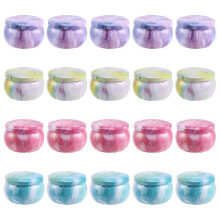 (As show, One size) 20 PCS Candle Tin Cans 4.4 Oz Metal Empty Candle Jars with Lids Round Containers for Making Candles