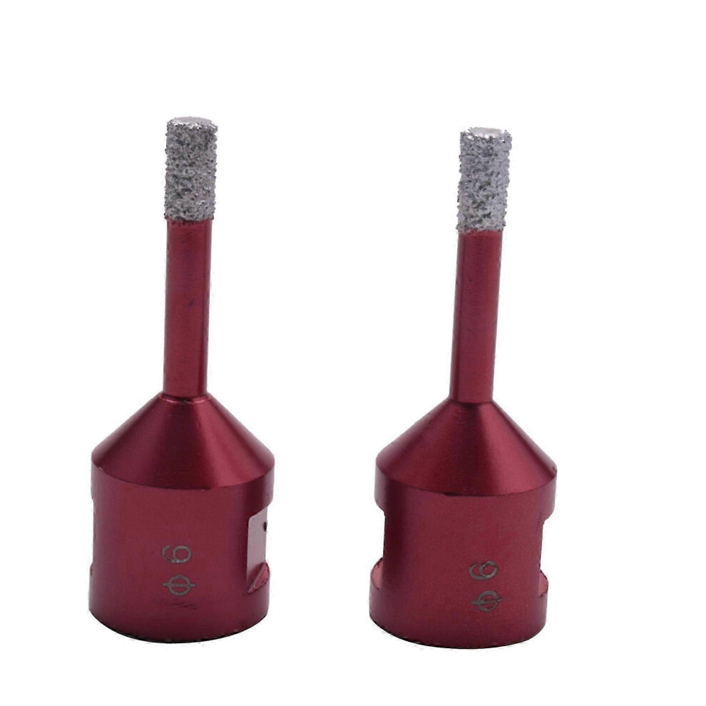 Kikidex (As Show, One Size) 2Pc Dia 6Mm M14 Vacuum Brazed Diamond Drilling Core Bits Dry Drilling Bit Hole Saw Drill Bits Marble Tile