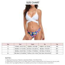 Floral Split Bikini Set Strap Bow Tie V-Neck Back White XL for Girls