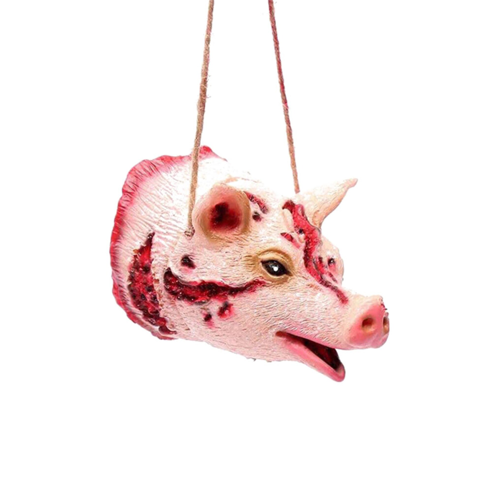 Kikidex (As Show, One Size) Halloween Creative Enamel Chain Horror Trick Scary Animal Necklace Halloween Makeup Party Props 138Cm Pig Head