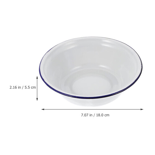 White Enamelware Bowl Vintage Decorative Soup Serving Basin 1