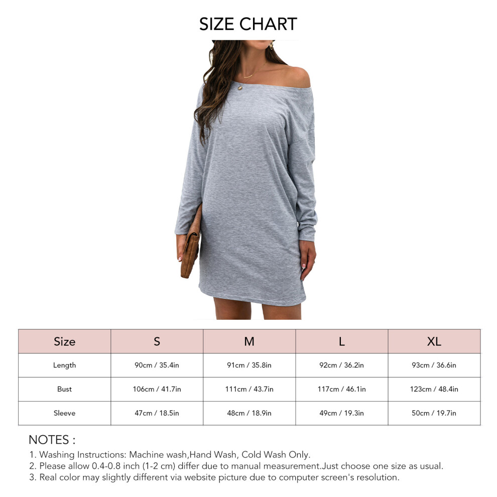 Women's Gray Strapless Long Sleeve Loose Dress â Size M-image-OPC-PMKFJCT-NEW
