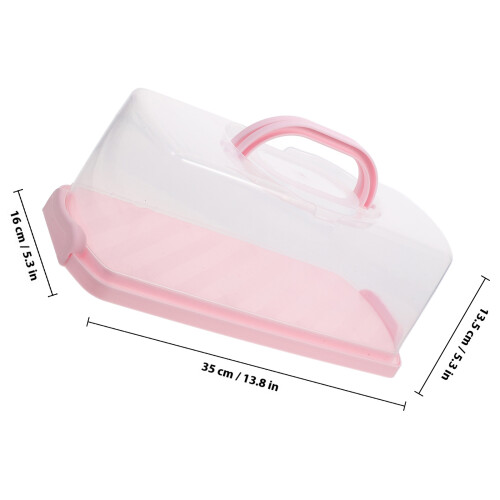 Plastbrödbox Rektangulär Rosa Bärbar Lufttät Kakförvaring 1