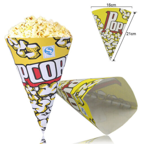 100St Popcornpåsar Av Papper, Konformade, Färgglada Hållbara 1