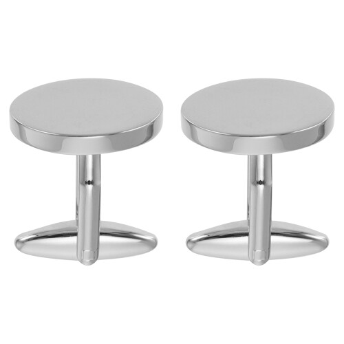 1Par Silverfärgade Skjortcuffknappar Oval Form I Kopparlegering 2