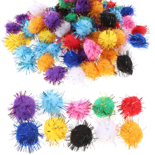 100Pcs 20Mm Kattleksaker, Blandade Pom- För DIY Och 2