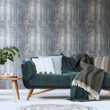 Blue Woodland Forest Wallpaper Tree's Floral Smooth Finish