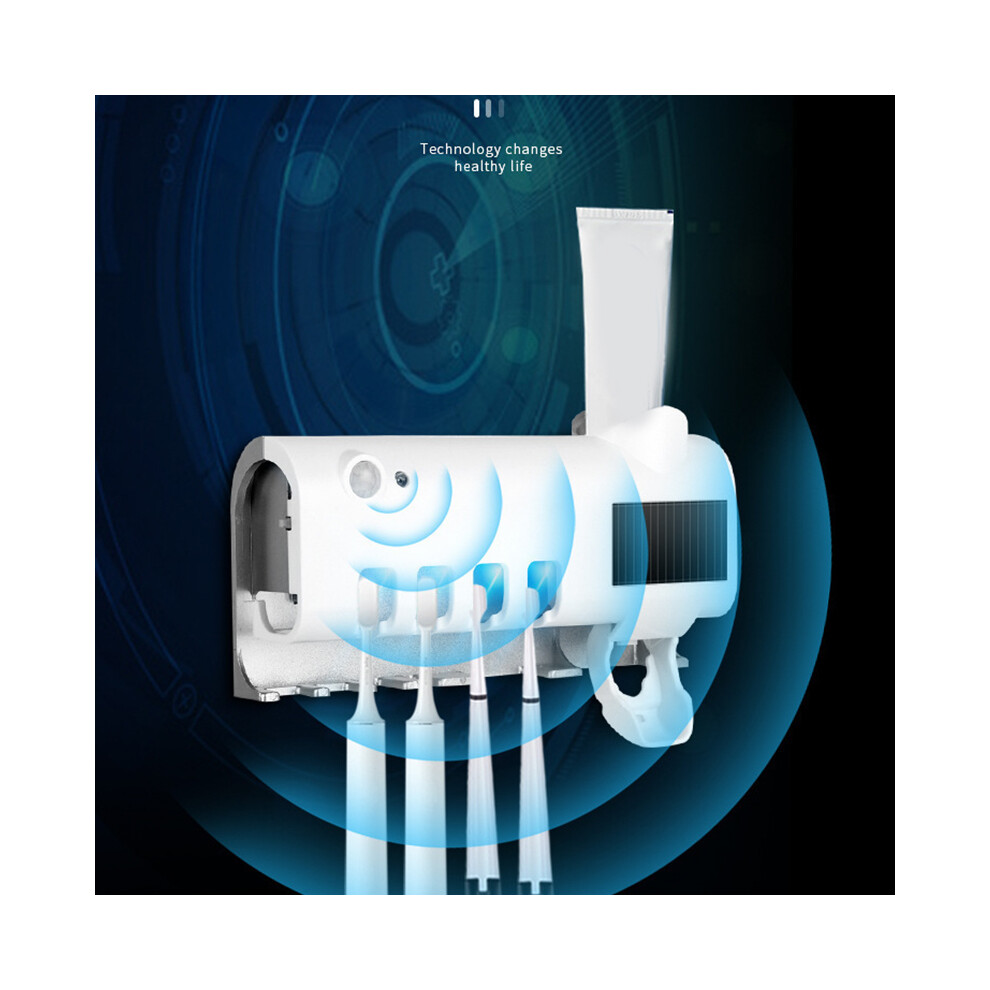 Uv Toothbrush Holder Cleaner Wall Mounted With Dispenser White