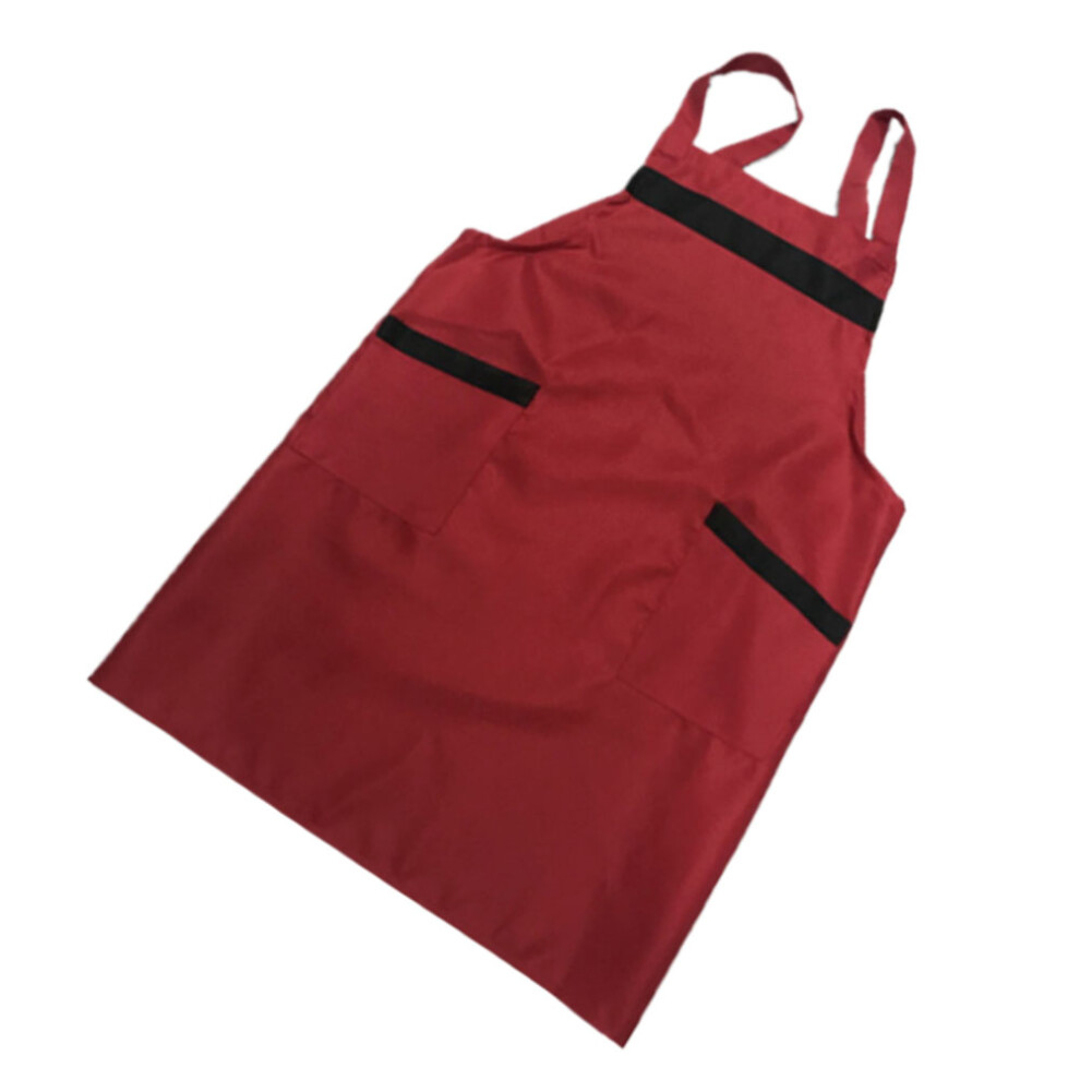 1Pc Red Waterproof Halter Neck Apron For Commercial Kitchens 3013429842295