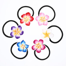12Pcs Tropical Plumeria Hair Bands Elastic Hair Ropes for Women