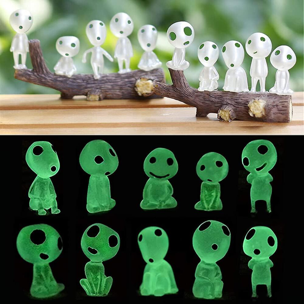 Kikidex (As Show, One Size) Set Of 10 Different Fairy Garden Accessories That Glow In The - Miniature Garden Decoration - Luminous Ghost - Mononoke Dark